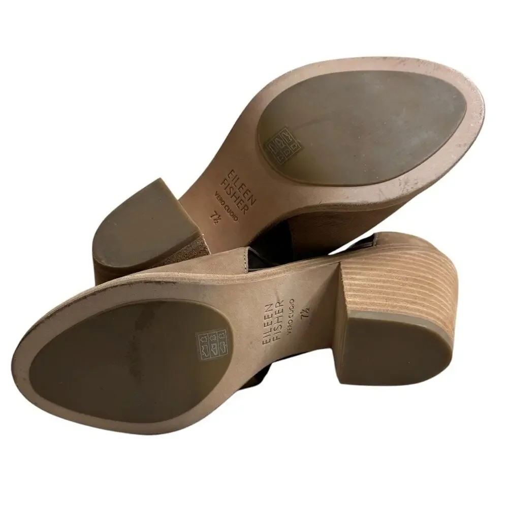 Eileen Fisher‎ Alfie Leather Cutout Sandals Shooties Womens 7.5 Minimalist